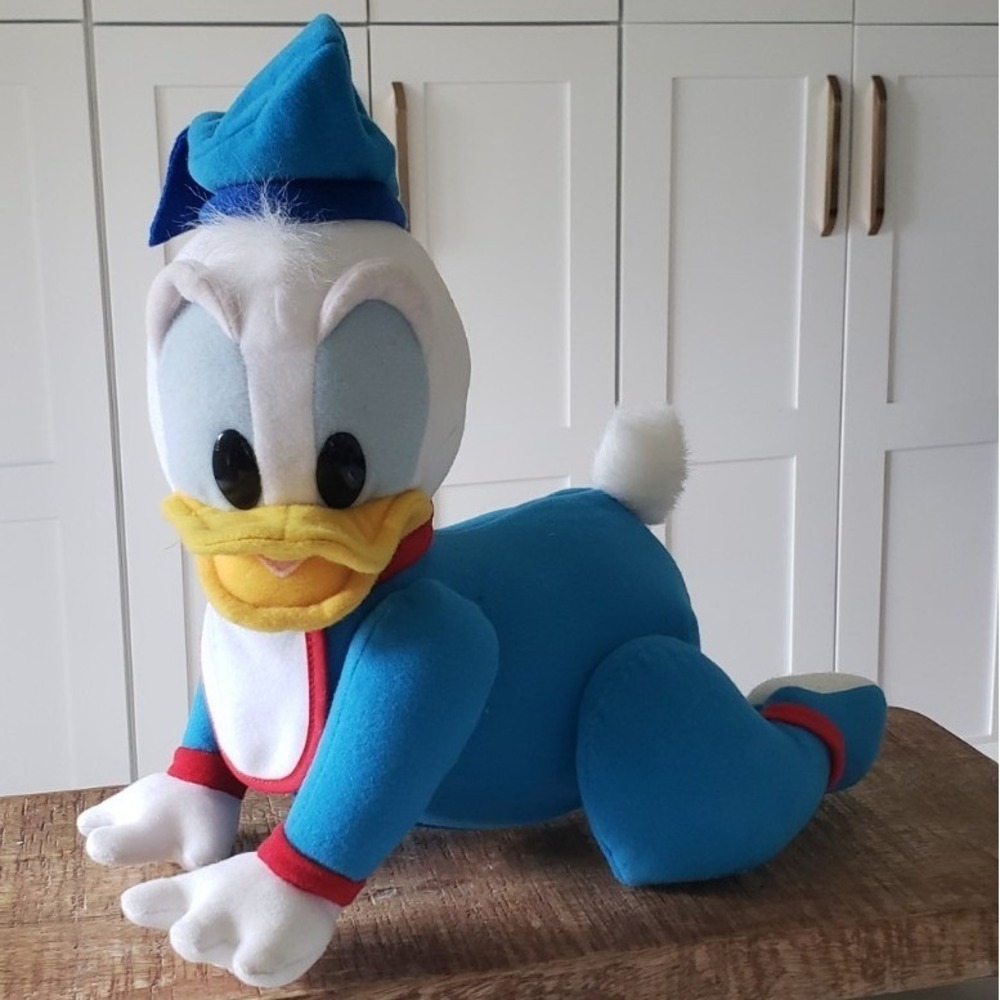 Disney Mattel‎ Donald Duck Plush 1995 Crawling Works Vintage Nursery Toy